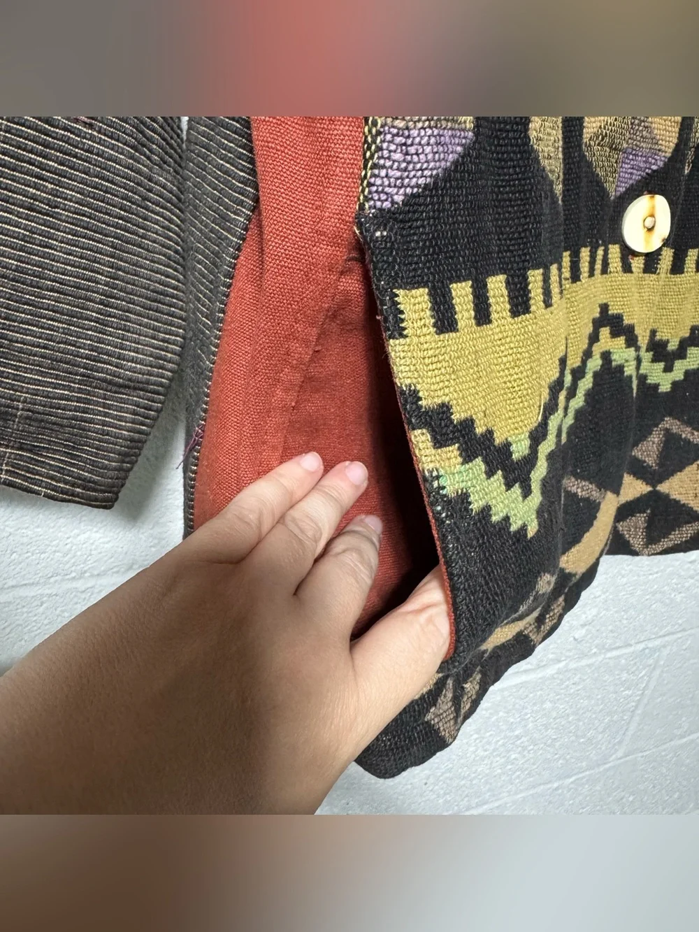 Vtg Passports Pier 1 Reversible Tapestry Jacket Boho Art To Wear Eclectic OS